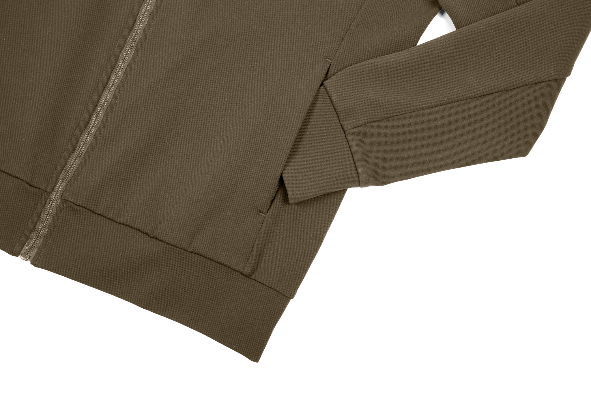 Hunter Jacket in Peat Olive on white background pocket detailing