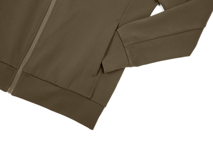 Hunter Jacket in Peat Olive on white background pocket detailing